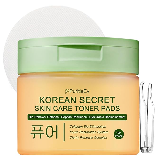 Korean Skin Care Toner Pads Snail Mucin Toning Polish Pads - Facial Skincare for Dark Spots, Wrinkles & Dull Skin - Hydrating Facial Treatment - 100 Count