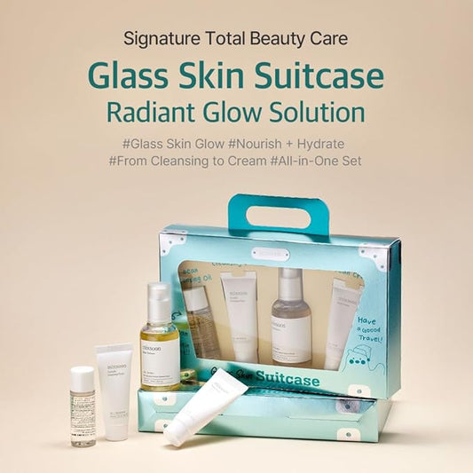 mixsoon Glass Skin Suit Case Set-5-Step Skincare Kit - Hydrating and Radiance-Cleansing Oil, Foam, Essence, Cream 105ml / 3.55 fl.oz. Korean Glass Skin Care