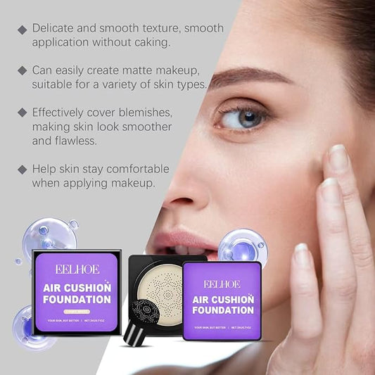 Elixir Cream Flawless Radiant Skin Instantly, Korean BB Cream Mushroom Head Foundation Cushion - Natural Look & Hydrating, Water & Sweat-Proof (01# Natural Warm Honey