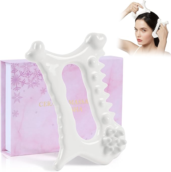 9 in 1 Ceramic Body Gua Sha Facial Tool, Face & Body Gua Sha Massage Tools, Premium Korean 괄사 Guasha Board for Face Lift, Muscle Relief, Skin Care