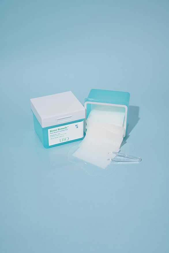 UIQ Biome Remedy Pore Reset Cooling Pad, Hydrating & Cooling Korean Toner Pads, Instant Cooling for Dry, Overheated skin, Pore Care with Panthenol, Allantoin, Niacinamide 80 Pads, 6.08 fl. oz.