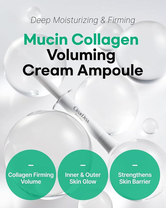 Mucin Collagen Cream Ampoule for face – Collagen-Powered Hydrating & Firming Skincare, Non-Greasy, Revitalizing Korean Beauty for All Skin Types, 15ml x 2