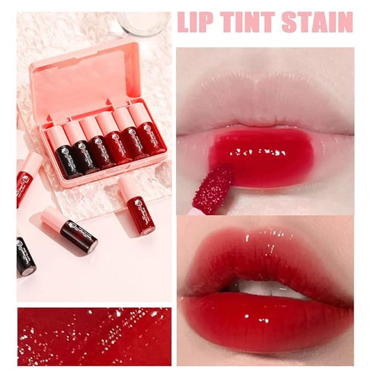 6 Colors Lip Tint Stain Set, Korean Makeup Lip Stain Moisturizing Mini Liquid Lipstick, Multi-use Lip and Cheek Tint, Long lasting Non-Stick Cup Waterproof, Cute Stuff, Lip Color Makeup