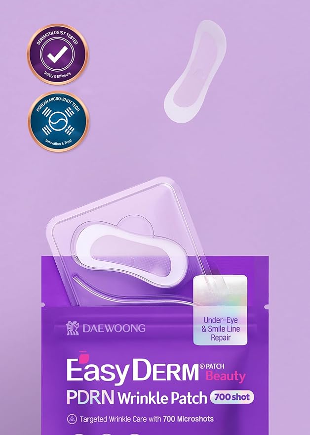 Easyderm PDRN Anti-Wrinkle Patch - Under Eye & Smile Line treatment, 8 Patches, K-Beauty Korean Skincare with Collagen & EGF, Eye patches, PDRN Eye Mask