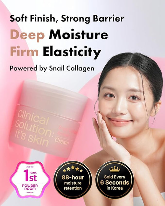 It'S SKIN Active Snail Collagen Cream 1.69 fl.oz, Firming Face Cream with Snail Mucin, Dual Collagen & Liposome for Elasticity, Long Lasting Moisture, Non-Greasy Moisturizing Cream, Korean Skincare