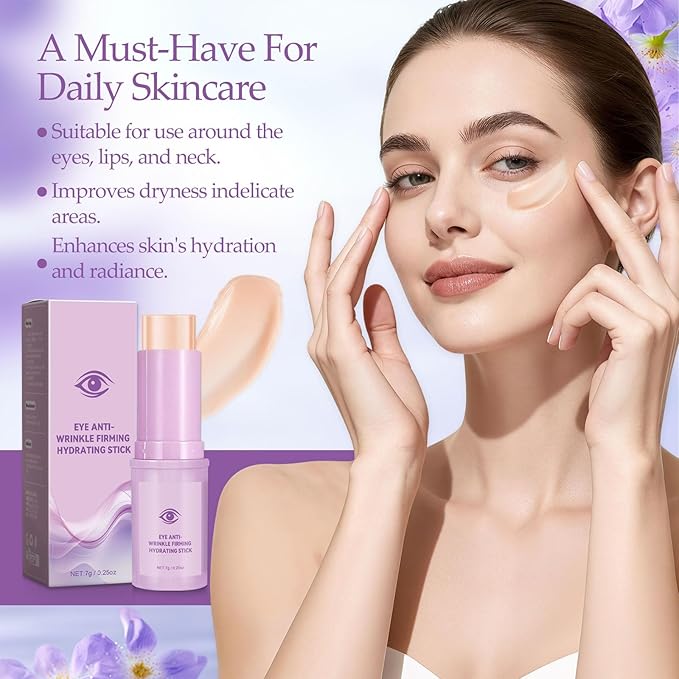 Eye Balm Stick, Under Eye Stick for Puffiness & Fine Lines, Portable Anti-Aging Moisturizer Wrinkle Balm for Eyes, Face & Neck 0.25 Fl Oz