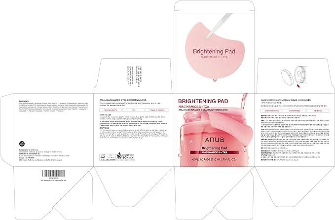 Anua Niacinamide 5 TXA Toner Pads – Hydrating Facial Pad for Daily Care, Under-eye with Tranexamic acid, Korean Skin Care (210ml, 60 Pads)