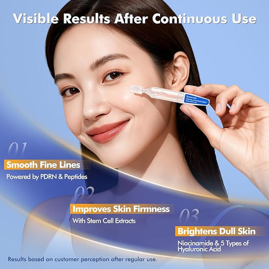 Stem Cell & Salmon DNA PDRN Serum – Microneedling Aftercare Anti-Aging Face Serum with Peptides & Hyaluronic Acid – 1.5 mL × 30 Vials, Korean Skincare Formula