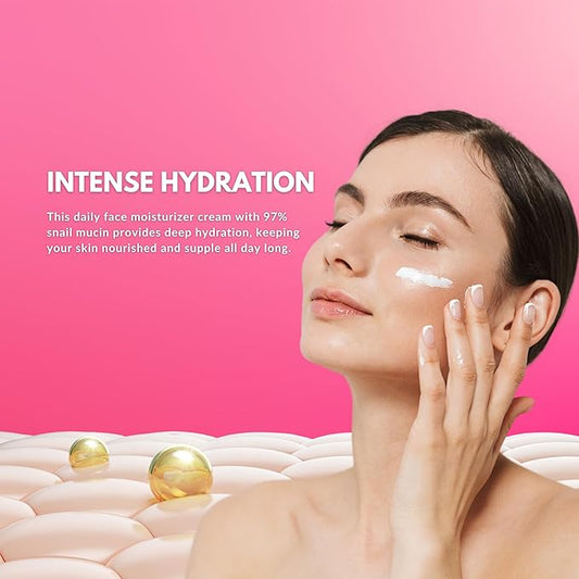 Snail Mucin 97% Daily Face Moisturizer Cream 100ML, Hydrate, Repair & Glow, Korean Moisturizer for Smooth, Healthy Skin