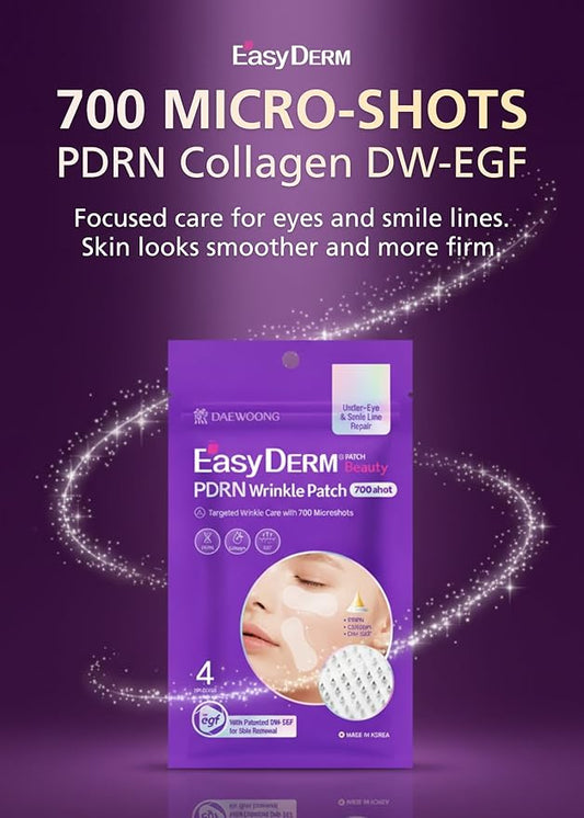 Easyderm PDRN Anti-Wrinkle Patch - Under Eye & Smile Line treatment, 8 Patches, K-Beauty Korean Skincare with Collagen & EGF, Eye patches, PDRN Eye Mask