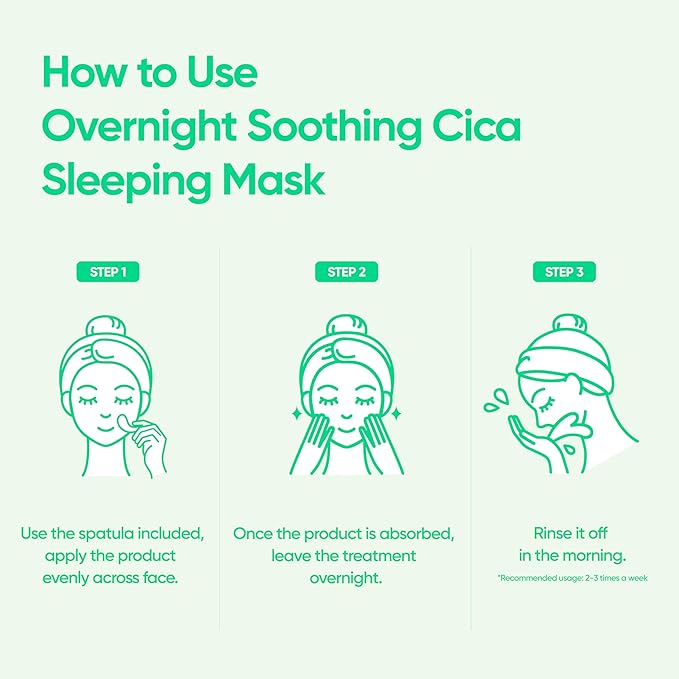 BANILA CO Overnight Soothing Cica Sleeping Mask | Centella Asiatica Water for Calming Skin | Panthenol for Intense Hydration | Korean Facial Skincare Non-Comedogenic (100ml / 3.38 fl oz)