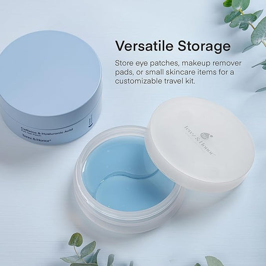 Small Travel Containers for Skincare: 2 Jars Korean Mini Containers with Lids for Toner Pads & Under Eye Patches DIY - Travel-Friendly, Reusable, Leak Proof Skincare Storage, Made in Korea