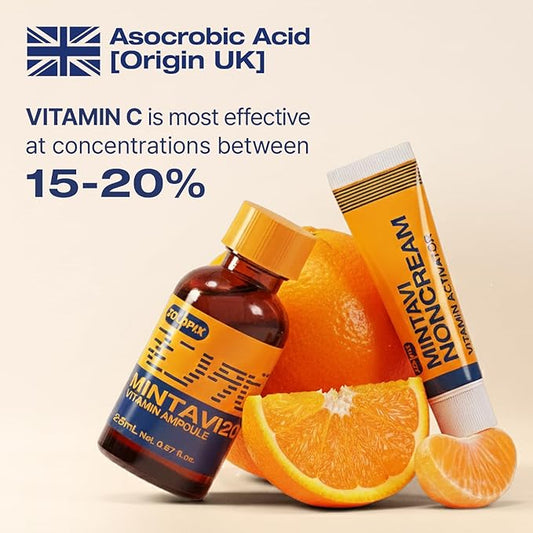 MINTAVI20 20% Vitamin C Serum with Ascorbic Acid, Alpha Arbutin & Tranexamic Acid for Brightening Dark Spots | Korean Skin Care for Radiant, Even-Toned Skin, 26ml / 0.879 fl. oz