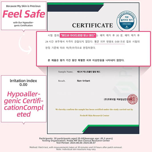 MEDB Hydracalm Toner Pads - 60 Counts Exfoliating Face Pads with BHA & PHA for Acne & Breakouts, 40% Centella Asiatica for Sensitive Skin, Hydrating, Alcohol-Free, Korean Skin Care