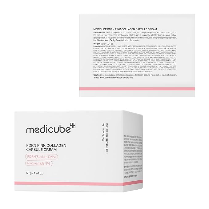 medicube Capsule Cream with Salmon DNA PDRN Pink Collagen | Lightweight Moisturizing Cream with PDRN, Niacinamide for Uneven Skin Tone and Texture, Glow hydration | Korean Skincare, 1.94 oz