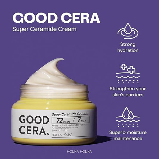 HOLIKA HOLIKA Good Cera Super Ceramide Cream | Soothing Facial Cream & Skin Moisturizer | Ceramide Cream Korean Moisturizer for Face | Deeply Nourishing Face Cream for Dry Skin 2.02 fl oz