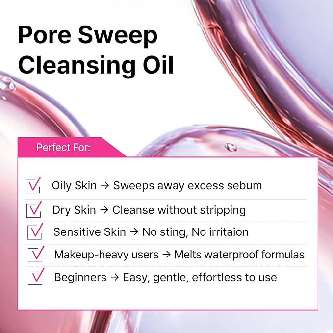 OVERLAPS Pink Desert Ectoin Cleansing Oil | Lightweight Oil Cleanser for Face, Waterproof Makeup Remover, Pore Sweeping Korean Skin Care for Oily & Sensitive Skin, 6.76 fl oz