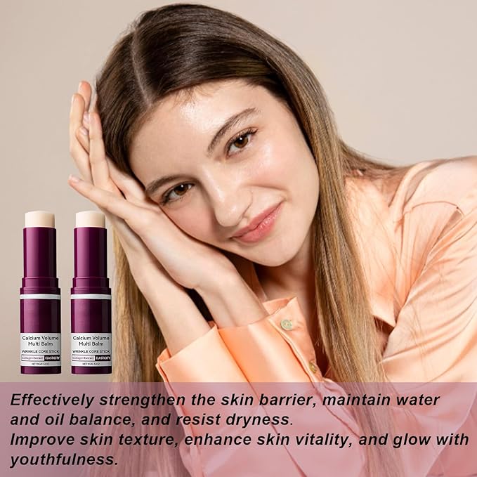 Charunee 2Pc Calcium Multi Balm Stick, Cementerre Calcium Multi Balm,Korean Wrinkle Core Collagen Moisturing Sticks,Anti-Aging Formula for Face, Eyes & Neck - Firming Skin Suitable for All Skin Types