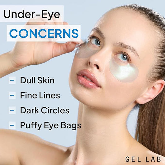 Gel Lab REGLOW Hyaluronic Acid & Caffeine Korean Skincare Eye Patches for Puffy Eyes, Dark Circles, and Wrinkles - Hydrating Under Eye Mask - 60 Gel Patches