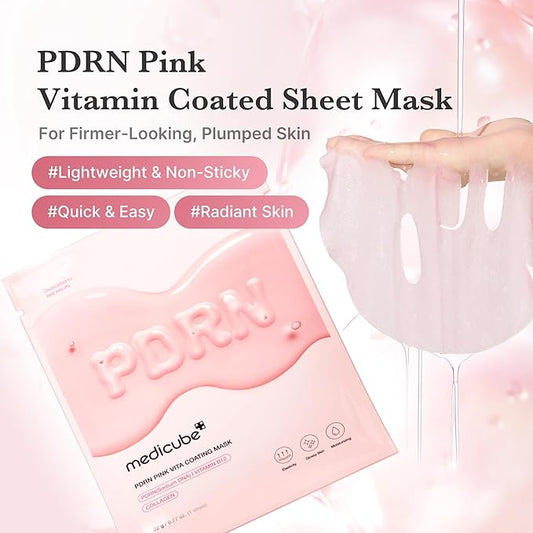 medicube Salmon DNA PDRN Pink Vita Coating Sheet Mask 10EA - Korean sheet mask for glass skin - Luxurious Home care Mask for Hydration, Firming, and Balanced Skin, Korean Skin Care (22g/0.77oz x 10ea)