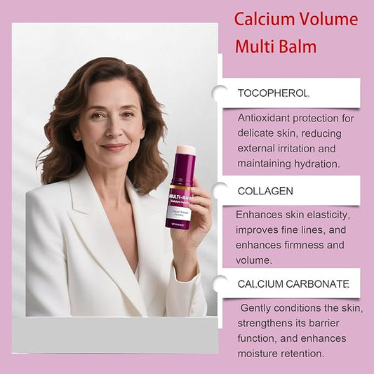 2 Pcs Calcium Multi Balm, Calcium Volume Multi Balm – Korean Collagen Moisturizing Stick for Anti-Aging, Hydrating & Firming Treatment with Vitamin E – Suitable for Eyes, Face, Neck, All Skin Types