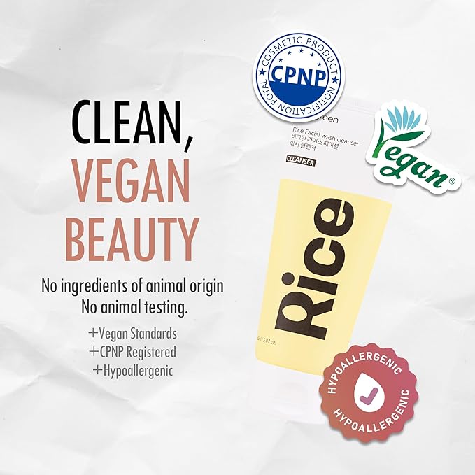 VEGREEN Rice Bran Facial Cleanser: Gentle Low pH Face Wash for Sensitive Skin - Hydrating & Brightening Korean Gel Cleanser, Fragrance-Free, Vegan Formula, 150ml (5.07 fl.oz)