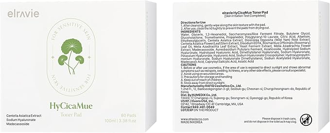 HyCicaMue Toner Pad(80 Pads) | Multi-Layer Hydration & Soothing for Redness | 7 Types of CICA, Vegan Mucin, Hyaluronic Acid | Removes Dead Skin Cells & Smooth, Clear Skin | Korean Skin Care