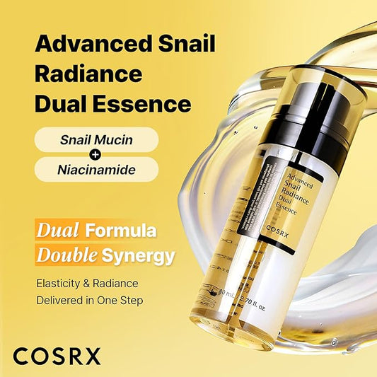 COSRX Snail Mucin 74% + Niacinamide 5% Dual Essence, Anti Aging Face Serum for Dull Skin, Sensitive Skin, Korean Skin Care, 2.70 fl.oz / 80ml