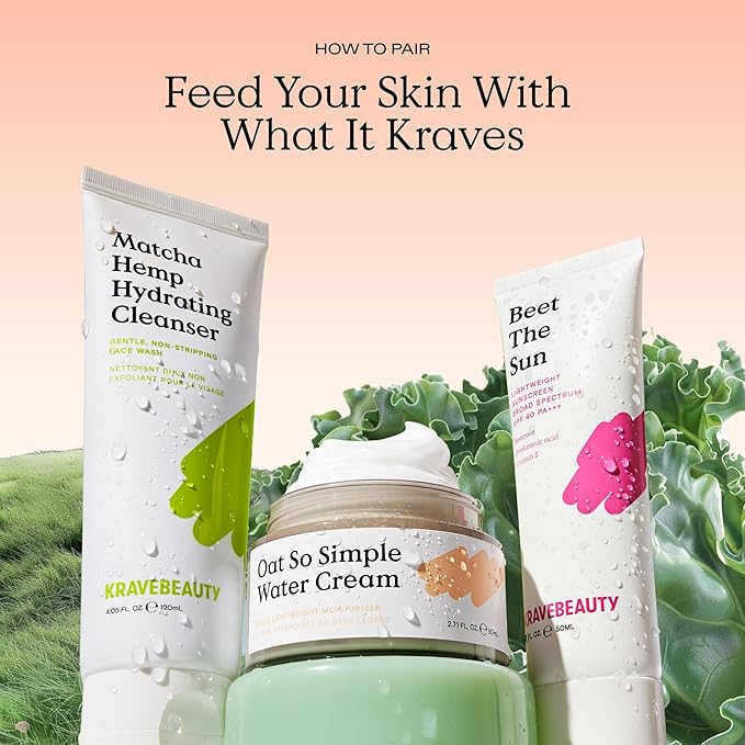 KraveBeauty Oat So Simple Water Cream – Korean-Inspired Daily Moisturizer, Hydrating & Soothing, Oat & Squalane, Vegan & Cruelty-Free, 2.7 fl oz