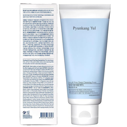 Pyunkang Yul PKY Low pH Pore Deep Cleansing Foam, Pore Cleanser with Fluffy Microbubbles, AHA, Witch Hazel, Zero Irritation, Korean Skincare (3.38 Fl. Oz, 100ml)