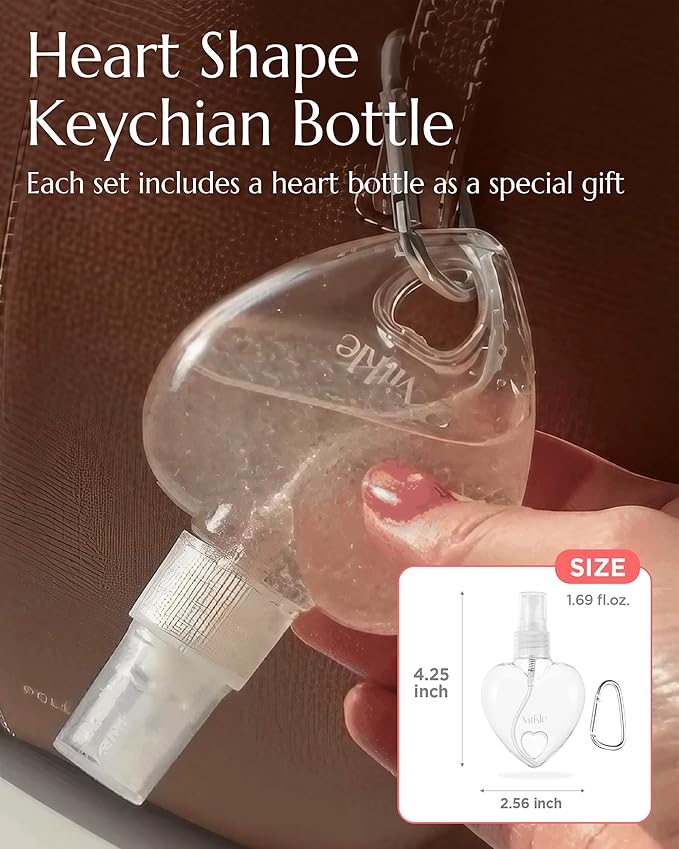 Apricot Collagen Gel Serum Mist Korean Face Moisturizer Spray - 8 Layer Hyaluronic Acid and Bakuchiol - Heart Shape Clear Keychain Refillable Travel Portable Bottle, 3.38oz