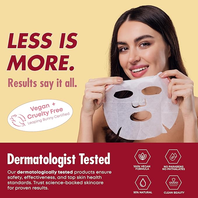 Collagen Face Mask – Dermatologist Tested, Anti-Aging, Korean Skin Care, Firms Hydrates Strengthens Barrier – Clean Beauty Vegan Sheet Mask for Dry Sensitive Skin – 5 Sheets