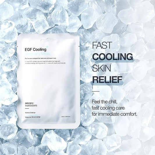 POESIA EGF Cooling + Recovery Sheet Mask Set – -8°C Instant Chill | Korean Pore-Refining Face Mask with Allantoin, Witch Hazel & Ceramides | 5 Sheets | Soothes, Brightens, Tightens