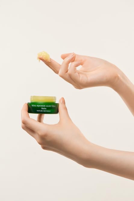 Nature Republic Real squeeze aloe vera Balm –Skin Relief & Moisturizing Multi Balm Hydrating Glow for Face and body,After Sun & Aftershave Korean beauty Skin Care for All Skin Types 25g / 0.88oz