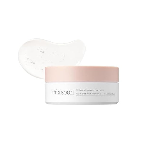 mixsoon Collagen Hydrogel Eye Patches Hydrating Gel Eye Mask with Collagen, Peptides and Amino Acids for Smooth Under Eye Skin Care 84 g / 2.84 fl.oz. (30 pairs) Korean Glass Skin Care