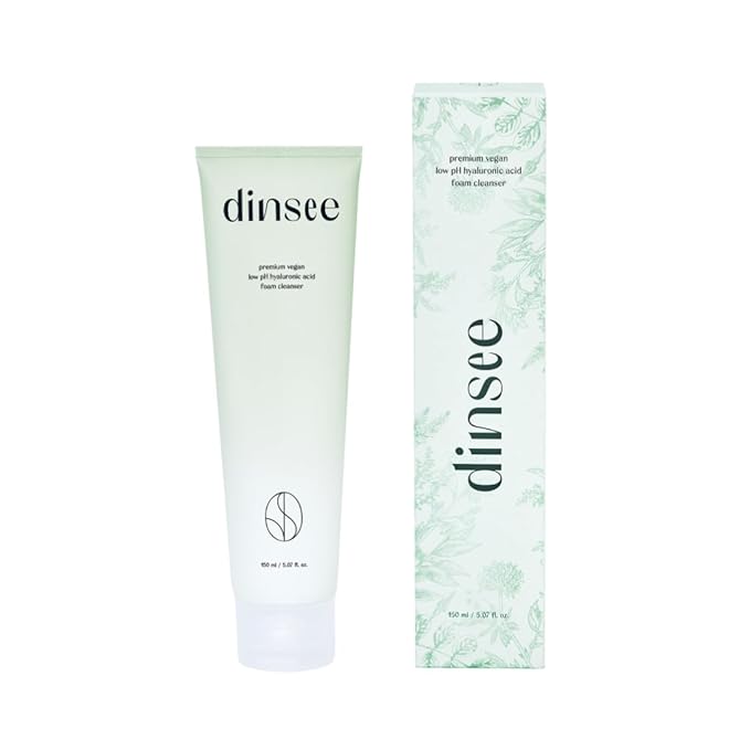DINSEE Premium Vegan Low pH Hyaluronic Acid Foam Cleanser- Non-Stripping Daily Face Wash For All Skin Types, Gentle Korean Face Cleansing Foam, Low pH, 50ml/ 5.07 fl oz