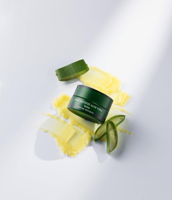 Nature Republic Real squeeze aloe vera Balm –Skin Relief & Moisturizing Multi Balm Hydrating Glow for Face and body,After Sun & Aftershave Korean beauty Skin Care for All Skin Types 25g / 0.88oz
