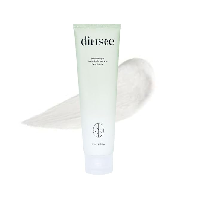 DINSEE Premium Vegan Low pH Hyaluronic Acid Foam Cleanser- Non-Stripping Daily Face Wash For All Skin Types, Gentle Korean Face Cleansing Foam, Low pH, 50ml/ 5.07 fl oz
