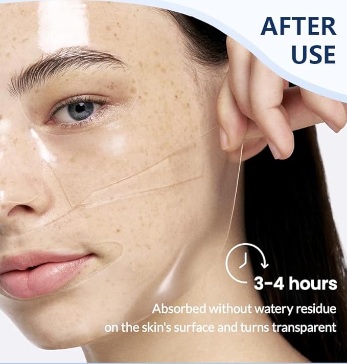 (5pc) Crystal Collagen Facial Mask, Deep Hydrating Overnight Hydrogel Face Mask, Firming & Anti-Aging Collagen Sheet Mask for Wrinkles, Pore Refining Korean Skincare for Women & Men