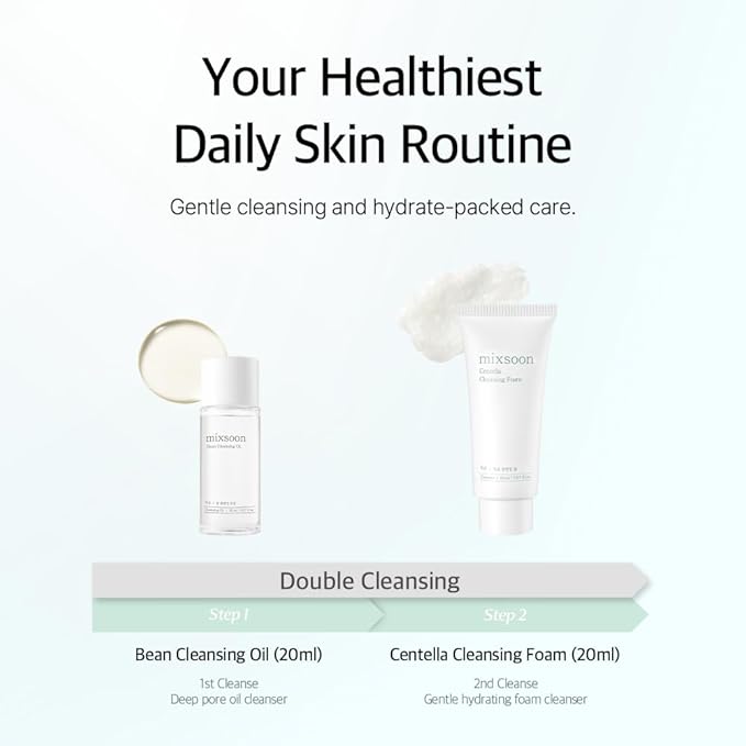 mixsoon Pure Glow Essentials Set-5-Step Skincare Kit - Hydrating Skincare Gift Set, Cleansing Oil, Foam, Toner, Essence, Cream (15ml*1+20ml*3+30ml*1) 105ml / 3.55 Fl. Oz. Korean Glass Skin Care