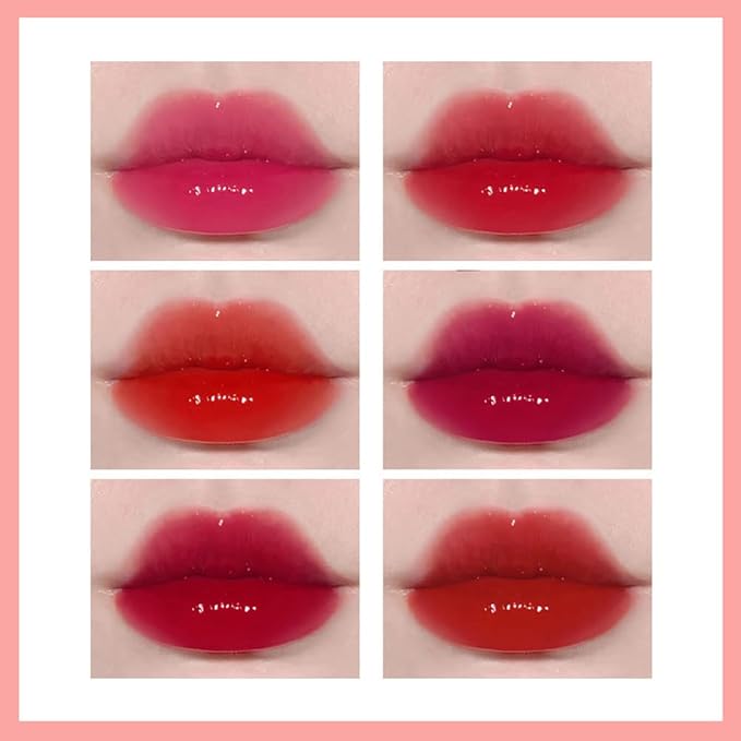 6 Colors Lip Tint Stain Set, Korean Makeup Lip Stain Moisturizing Mini Liquid Lipstick, Multi-use Lip and Cheek Tint, Long lasting Non-Stick Cup Waterproof, Cute Stuff, Lip Color Makeup