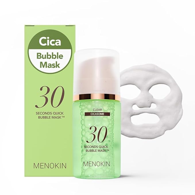 MENOKIN 30 Seconds Quick Bubble Mask [CLEAR] - [Cica] in Micro-bubbles For Soothing & Skin Strengthening, Hydration, Clearer Complexion, Korean Skin Care Essential, 50 Uses, 2.36 fl.oz
