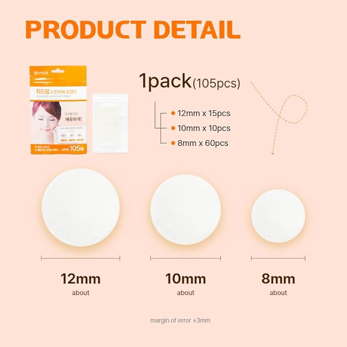 Fermented Korean Acne Patch for Face – Hydrocolloid Spot Patch for Pimples, Blemish Treatment, Vegan Invisible Pimple Patch, Zit Cover for Day & Night, Skincare for Oily and Sensitive Skin - 105 Pcs