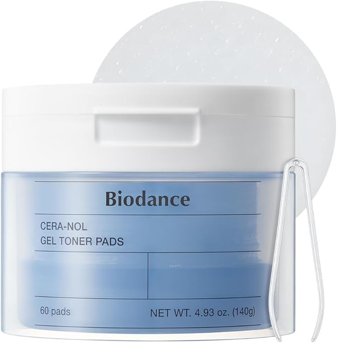 Biodance Cera-NOL Gel Toner Pads, Deep Hydrating & Soothing Toner Pads for Sensitive Skin, Redness Reducing & Comfort Mositurizing, Korean Skin Care, Gifts for womenㅣ4.93 fl.oz.(140g)*60Pads