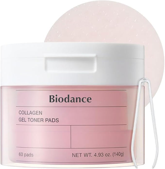 Biodance Collagen Gel Toner Pads, Pore Minimizer for Face, Improving Elasticity, Plumping Toner Pads for Sensitive Skin, Korean Skin Care, Gifts for Womenㅣ4.93 fl.oz.(140g)*60Pads
