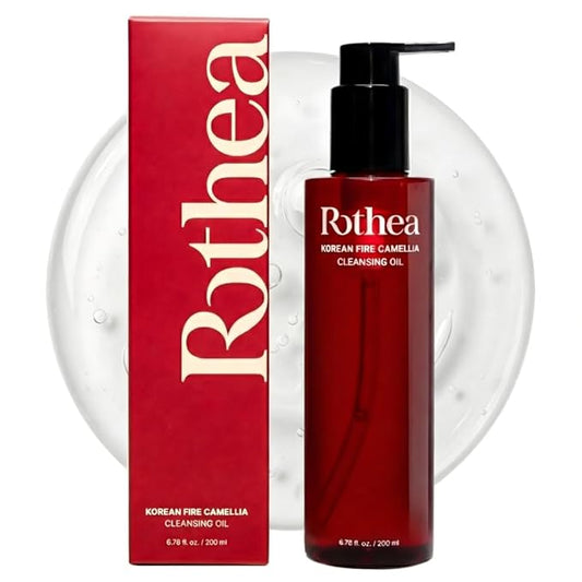 Rothea Korean Fire Camellia Cleansing Oil – Gentle Oil Cleanser for Face & Makeup, Blackhead Remover, Korean Skin Care, 6.76 fl oz / 200ml