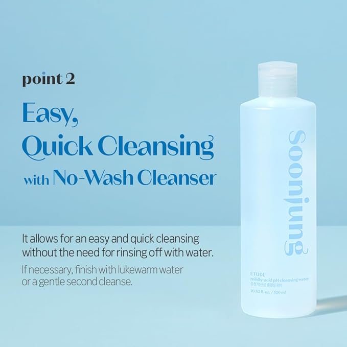 ETUDE SoonJung 5.5 Cleansing Water 320ml (23AD)| Low pH Face Cleanser | Korean Hypoallergenic Skin Care | Removes Makeup and Impurities on the Skin