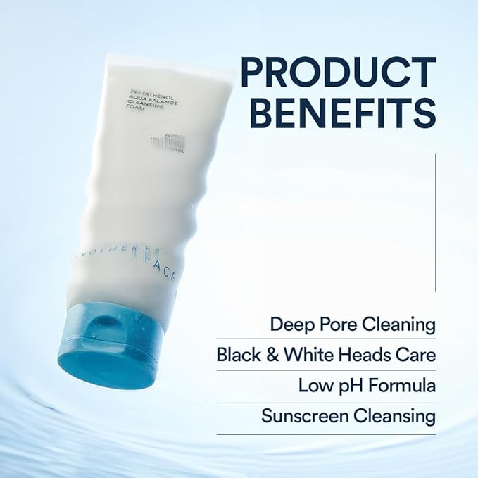 ANOTHERFACE PEPTATHENOL™ Aqua Balance Cleansing Foam 5.07 Fl. Oz., Peptied, Panthenol, Daily Low pH Facial Deep Cleanser, Hydrating Bubble Foam, Korean Skin Care, Mild for Sensitive Skin, Vegan