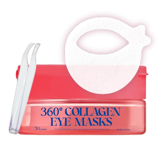 360° Collagen Eye Masks – Korean Under Eye Patches with Bakuchiol Retinol, Fine Lines & Wrinkle Care, Dark Circle Treatment, 50 Masks