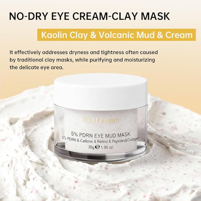 5% PDRN Eye Cream Clay Mask, DIY Under Eye Patches for Puffy eyes, Dark Circles & Wrinkle Custom Fit on All Face | Caffeine, Retinol, Collengen, Peptides, Hyaluronic - Korean Popular EyeCare - 1.06OZ